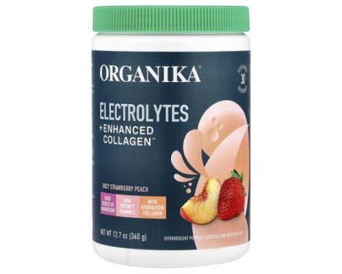 Organika, Electrolytes + Enhanced Collagen™, Juicy Strawberry Peach, 12.7 oz (360 g)