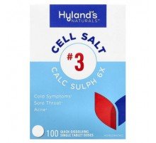 Hyland's Naturals, Cell Salt #3, Calc Sulph 6X, 100 Quick-Dissolving Single Tablet