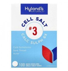 Hyland's Naturals, Cell Salt #3, Calc Sulph 6X, 100 Quick-Dissolving Single Tablet