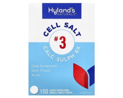 Hyland's Naturals, Cell Salt #3, Calc Sulph 6X, 100 Quick-Dissolving Single Tablet