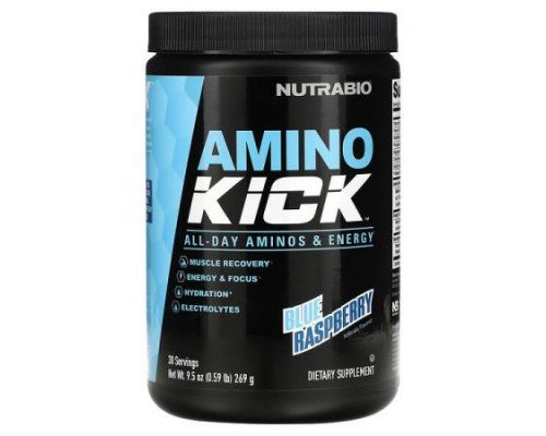NutraBio, Amino Kick, Blue Raspberry, 0.59 lb (269 g)