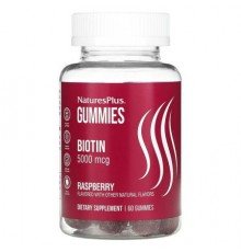 NaturesPlus, Biotin Gummies, Raspberry, 5,000 mcg, 60 Gummies