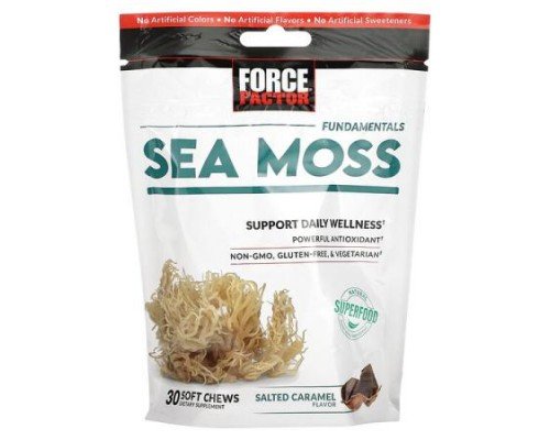 Force Factor, Fundamentals, Sea Moss, Salted Caramel, 30 Soft Chews (250 mg per Chew)