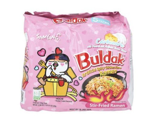 Buldak, Buldak™, Stir-Fried Ramen, Spicy Chicken, Carbonara, 5 Packs, 4.58 oz (130 g) Each