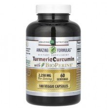 Amazing Nutrition, Turmeric Curcumin with BioPerine, 180 Veggie Capsules