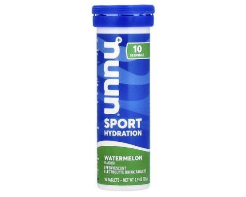 Nuun, Sport Hydration, Effervescent Electrolyte Drink, Watermelon, 10 Tablets