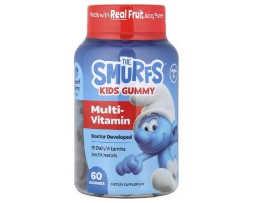 The Smurfs, Kids Gummy, Multi-Vitamin, Ages 3+, Smurf Berry, 60 Gummies