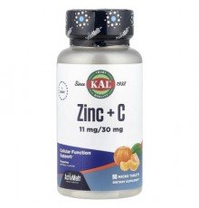 KAL, Zinc + C, Tangerine, 90 Micro Tablets