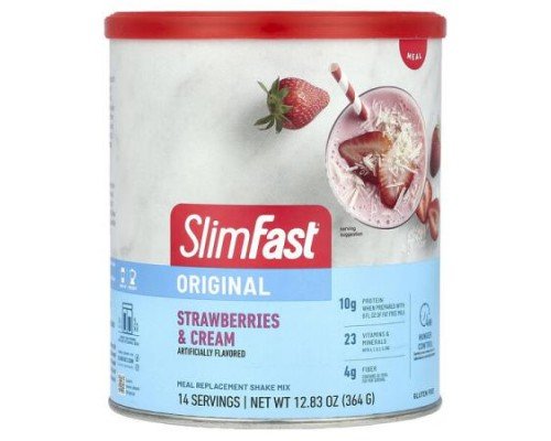 SlimFast, Original, Meal Replacement Shake Mix, Strawberries & Cream, 12.83 oz (364 g)