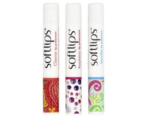 Softlips, Lip Protectant, Cherry, Raspberry, Vanilla, 3 Pack, 0.07 oz (2 g) Each
