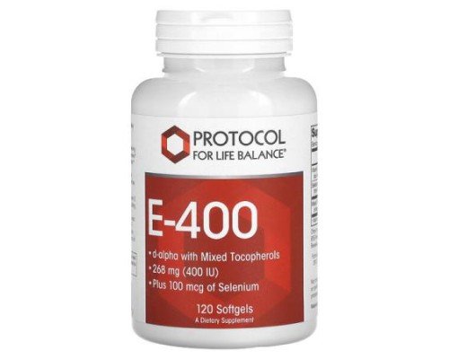 Protocol for Life Balance, E-400, 268 mg (400 IU), 120 Softgels