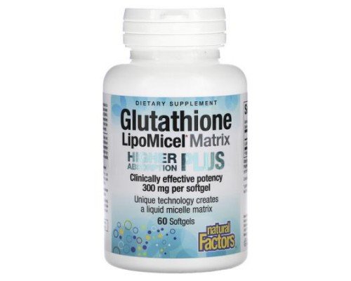 Natural Factors, Glutathione LipoMicel Matrix, 300 mg, 60 Softgels