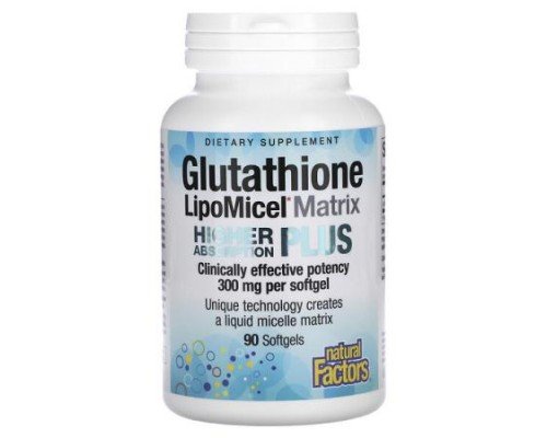 Natural Factors, Glutathione LipoMicel Matrix, 300 mg, 90 Softgels