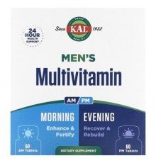KAL, Men's Multivitamin, Morning & Evening, 2 Pack, 60 Tablets Each