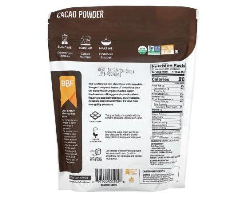 BetterBody Foods, Organic Cacao Powder, 1 lb (454 g)