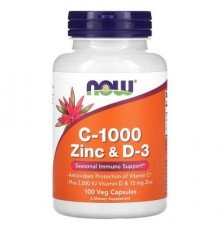 NOW Foods, C-1000 Zinc & D-3, 100 Veg Capsules