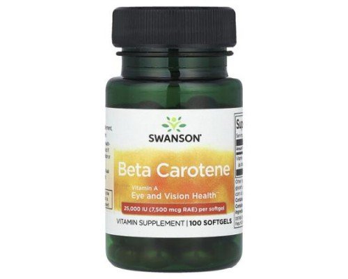 Swanson, Beta Carotene, 25,000 IU (7,500 mcg RAE), 100 Softgels