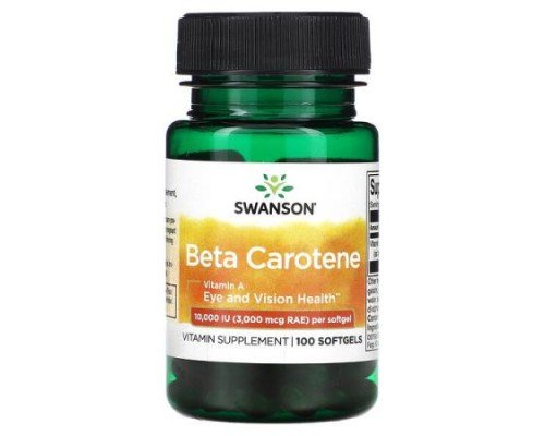 Swanson, Beta Carotene, 10,000 IU (3,000 mcg RAE), 100 Softgels