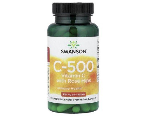 Swanson, C-500, Vitamin C With Rose Hips, 100 Vegan Capsules