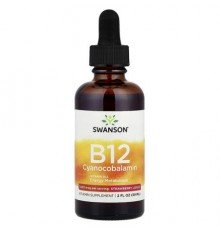 Swanson, B12 Cyanocobalamin Liquid, Strawberry, 2 fl oz (59 ml)