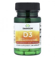 Swanson, Vitamin D3, High Potency, 25 mcg (1,000 IU), 30 Capsules