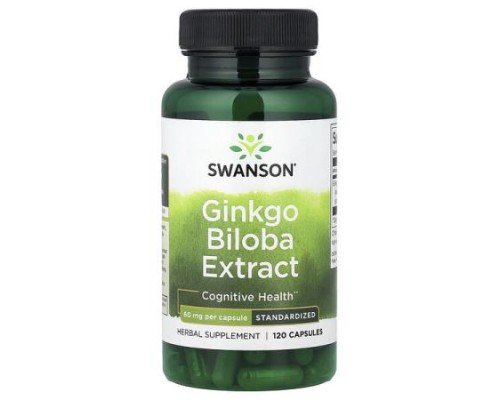 Swanson, Ginkgo Biloba Extract, Standardized, 60 mg, 120 Capsules