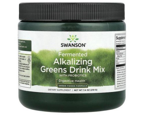 Swanson, Fermented Alkalizing Greens Drink Mix with Probiotics, 7.4 oz (210 g)
