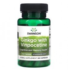 Swanson, Ginkgo with Vinpocetine, Standardized, 60 Capsules