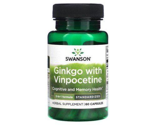 Swanson, Ginkgo with Vinpocetine, Standardized, 60 Capsules