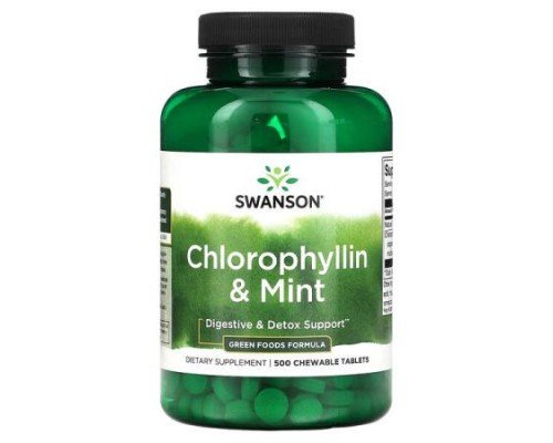 Swanson, Chlorophyllin & Mint, 500 Chewable Tablets