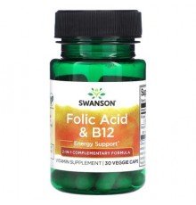 Swanson, Folic Acid & B12, 30 Veggie Caps