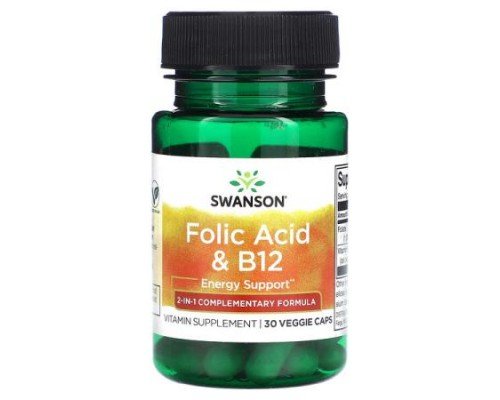Swanson, Folic Acid & B12, 30 Veggie Caps