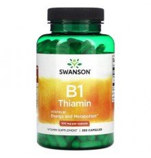 Swanson, B1, Thiamin, 100 mg, 250 Capsules