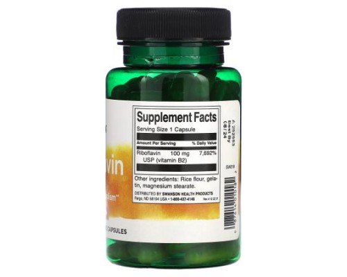 Swanson, Riboflavin, 100 mg, 100 Capsules