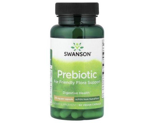 Swanson, Prebiotic For Friendly Flora Support, 60 Vegan Capsules