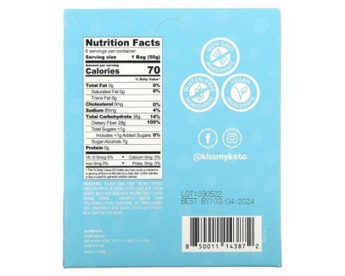Kiss My Keto, Gummy Candy, Tropical Rings, Mango Orange Pineapple, 6 Bags, 1.76 oz (50 g ) Each