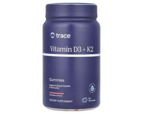 Trace, Vitamin D3 + K2 Gummies, Strawberry, 60 Gummies