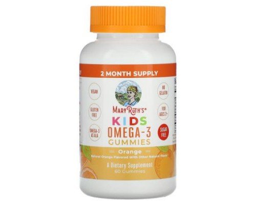 MaryRuth's, Kids Omega-3 Gummies, Ages 2+, Orange, 60 Gummies