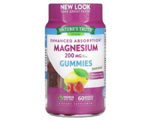 Nature's Truth, Enhanced Absorption Magnesium, Natural Lemon Raspberry, 60 Vegan Gummies