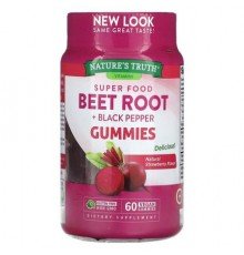 Nature's Truth, Super Food Beet Root + Black Pepper, Natural Strawberry, 60 Vegan Gummies