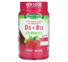 Nature's Truth, Revitalizing D3 + B12, Strawberry, 60 Vegetarian Gummies