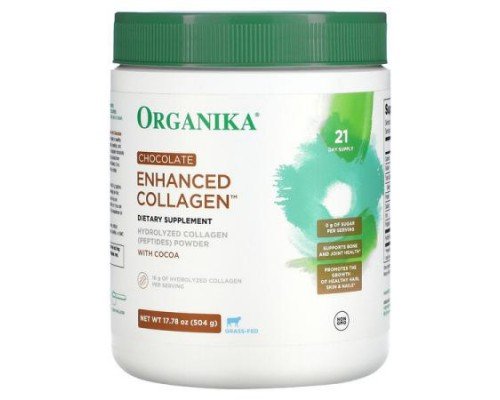 Organika, Enhanced Collagen, Chocolate, 17.78 oz (504 g)