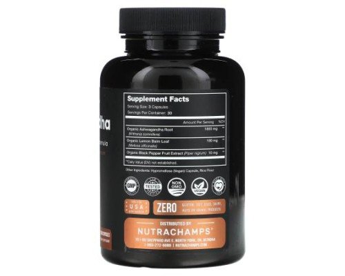 NutraChamps, Ashwagandha, Extra Strength, 90 Vegan Capsules