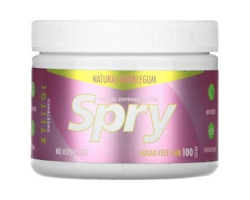 Xlear, Spry, Chewing Gum, Natural Bubblegum, Sugar Free, 100 Pieces