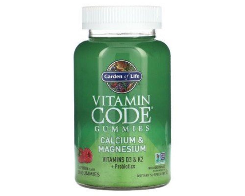Garden of Life, Vitamin Code Gummies, Calcium & Magnesium, Raspberry, 60 Gummies
