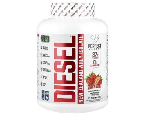 PERFECT Sports, Diesel®, New Zealand Whey Isolate, Strawberry, 5 lb (2.27 kg)