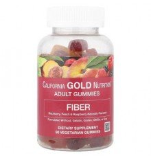 California Gold Nutrition, Fiber Gummies, Natural Blackberry, Peach & Raspberry, 90 Vegetarian Gummies