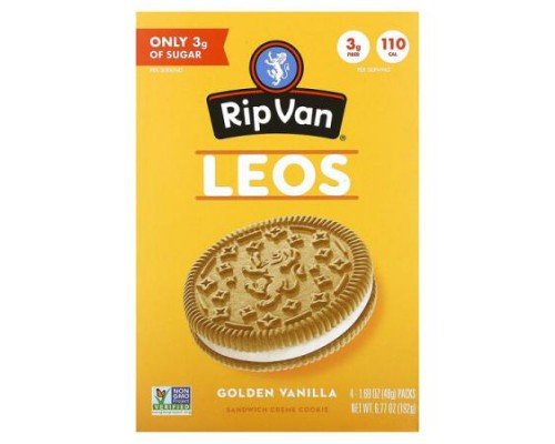 Rip Van Wafels, Leos, Golden Vanilla, 4 Packs, 1.69 oz (48 g) Each