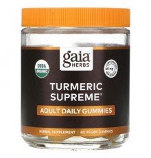 Gaia Herbs, Turmeric Supreme, Adult Daily Gummies, 40 Vegan Gummies