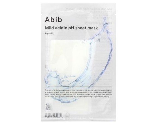Abib, Mild Acidic pH Beauty Sheet Mask, Aqua Fit, 1 Sheet Mask, 1.01 fl oz (30 ml)